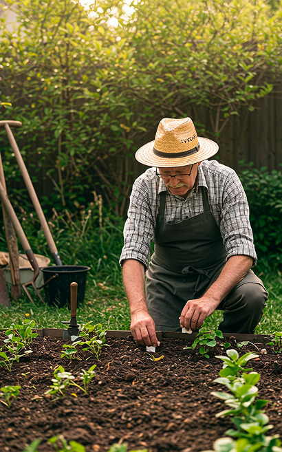 Farmer inspecting crops in the field